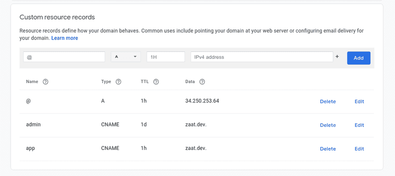 Google domain screen shot